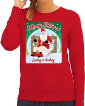 Foute Kersttrui / sweater - Merry Shitmas Losing a Turkey - rood voor dames - kerstkleding / kerst outfit XS