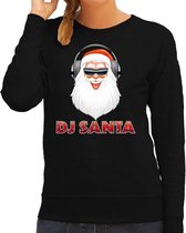 Foute kersttrui / sweater zwart DJ santa met koptelefoon techno / house / hardstyle/ r&b / dubstep voor dames - kerstkleding / christmas outfit XS