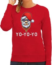Gangster / rapper Santa foute Kerstsweater / kersttrui rood voor dames - Kerstkleding / Christmas outfit S