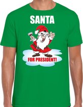 Santa for president Kerstshirt / Kerst t-shirt groen voor heren - Kerstkleding / Christmas outfit S