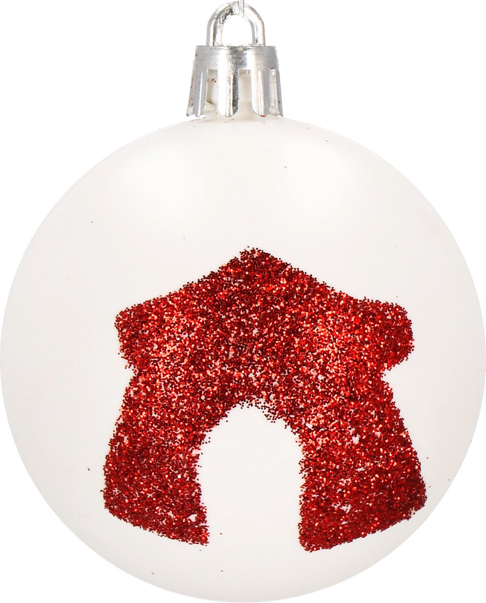 Springos Kerstballen | Kerstversiering | Onbreekbaar | 30 Stuks | 6 cm | Rood/Wit – foto 5