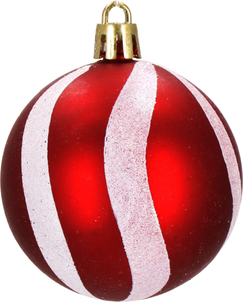 Springos Kerstballen | Kerstversiering | Onbreekbaar | 30 Stuks | 6 cm | Rood/Wit – foto 8