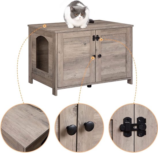 Kattenbak-kast Met Deur En Scheidingswand - 80 X 51 X 54 Cm - Wit
