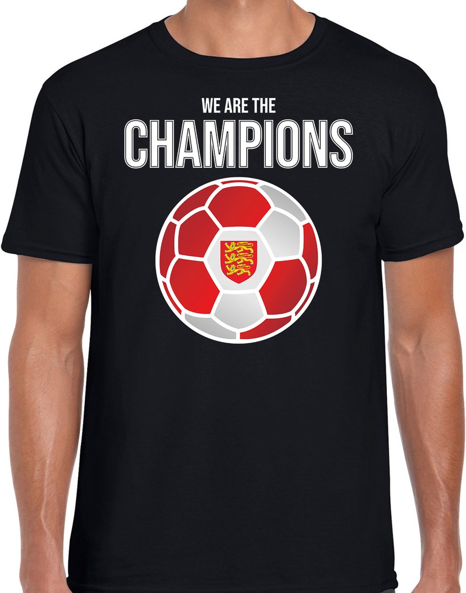 Engeland EK/ WK supporter t-shirt - we are the champions met Engelse voetbal - zwart - heren - kleding / shirt XXL