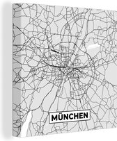 Canvas Schilderij München - Kaart - Plattegrond - Stadskaart - Duitsland - 90x90 cm - Wanddecoratie