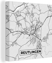 Canvas Schilderij Kaart - Plattegrond - Stadskaart - Duitsland - Reutlingen - 50x50 cm - Wanddecoratie