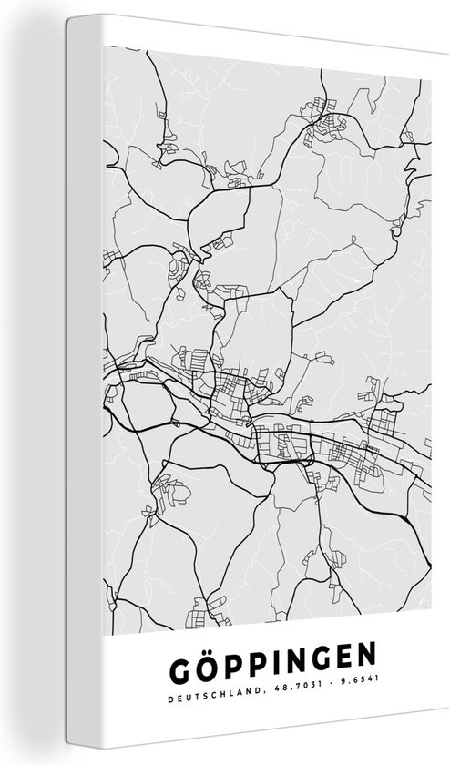 Tableau Peinture Göppingen - Carte - Plan de Ville - Plan - Allemagne - 60x90 cm - Décoration murale