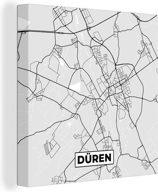 Canvas Schilderij Düren - Kaart - Stadskaart - Plattegrond - Duitsland - 20x20 cm - Wanddecoratie