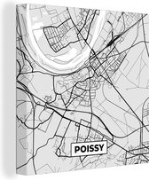 Canvas Schilderij Stadskaart – Frankrijk – Kaart – Poissy – Plattegrond - 50x50 cm - Wanddecoratie