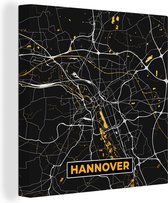 Canvas Schilderij Hannover - Goud - Stadskaart - Plattegrond - Kaart - Duitsland - 20x20 cm - Wanddecoratie