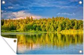 Tuin - Tuinposter - Water - Lucht - Schuttingposter - Wolken - Bomen - Tuindecoratie - 60x40 cm - Tuindoek - Buitenposter