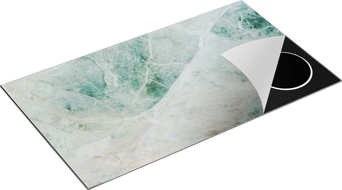 Chefcare Inductie Beschermer Abstracte Kunst - Groene Marmer - 89,6x51,6 cm - Afdekplaat Inductie - Kookplaat Beschermer - Inductie Mat