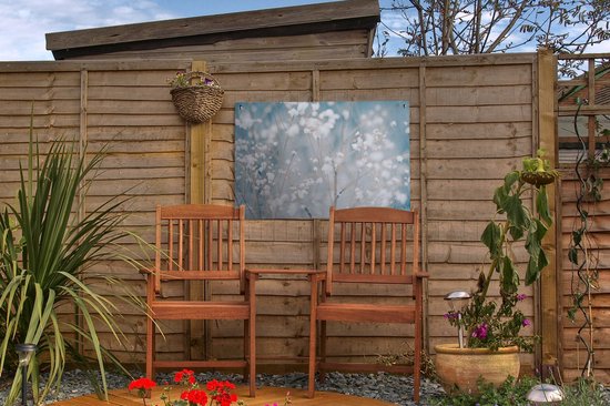 Affiche de jardin - Peinture de jardin Branches - Hiver - Nature - Toile de jardin - Décoration de jardin - Neige - Branches - 60x40 cm