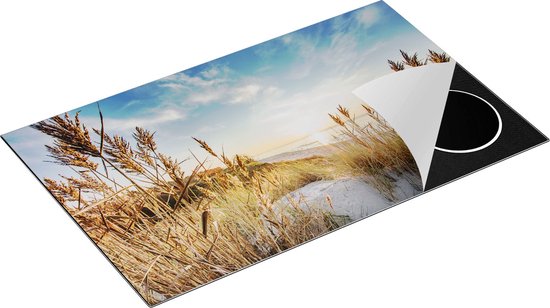 Chefcare Inductie Beschermer Strand en Zee vanuit Duinen met Zonsondergang - 85x55 cm - Afdekplaat Inductie - Kookplaat Beschermer - Inductie Mat