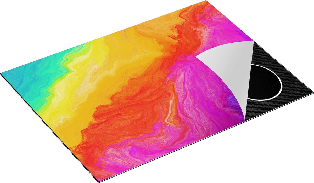 Chefcare Inductie Beschermer Abstracte Kunst - Regenboog Kleuren - 70x52 cm - Afdekplaat Inductie - Kookplaat Beschermer - Inductie Mat