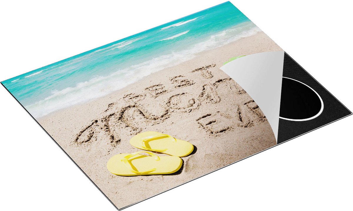Chefcare Inductie Beschermer Best Mom Ever op het Strand met Slippers - 65x50 cm - Afdekplaat Inductie - Kookplaat Beschermer - Inductie Mat