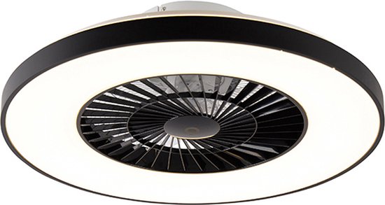 QAZQA climo - Moderne LED Dimbare Plafondventilator met lamp met Dimmer - 1 lichts - Ø 600 mm - Zwart - Woonkamer | Slaapkamer | Keuken