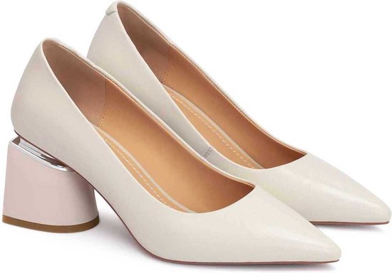 Escarpins JB MARTIN En Cuir Blanc Cassé - Taille 38.5 - Très Bon état