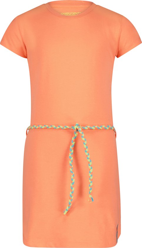 4PRESIDENT Meisjes jurk - Neon Bright coral - Maat 116 - Meisjes jurken