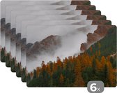 Placemats - Berg - Boom - Natuur - Mist - Placemats kunststof - 45x30 cm - Onderleggers - 6 stuks