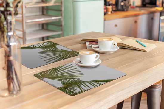Napperons de table - Palmier - Feuilles - Vert - Blocs ronds - Bloc - 45x30 cm - Set de table - 6 pièces