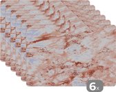 Placemats - Marmer look - Glitter - Rose goud - Stenen - Onderleggers placemats - Onderlegger - 45x30 cm - 6 stuks