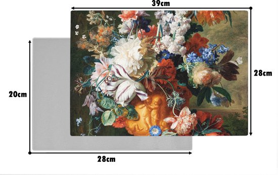 Planche à découper en Verres - 39x28 - Art - Maîtres anciens - Bouquet de fleurs dans une urne - Planches à découper en Glas