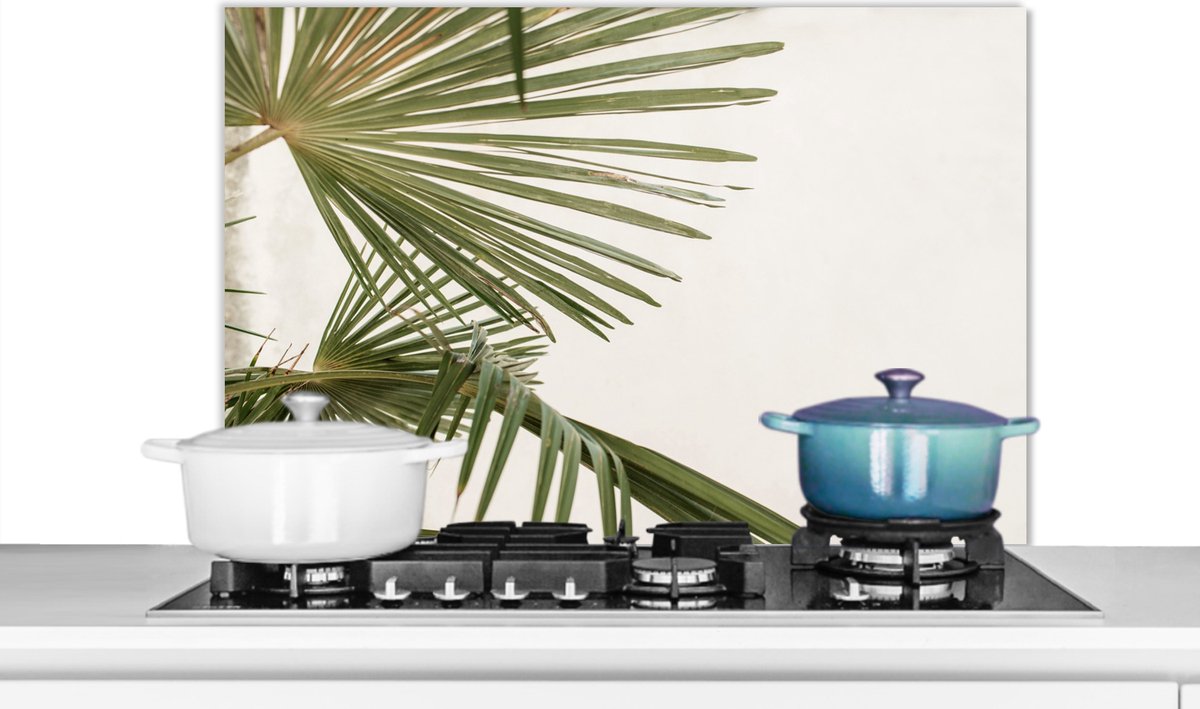 Spatscherm - Palm - Bladeren - Groen - Keuken decoratie - 90x60 cm - Muurbeschermer