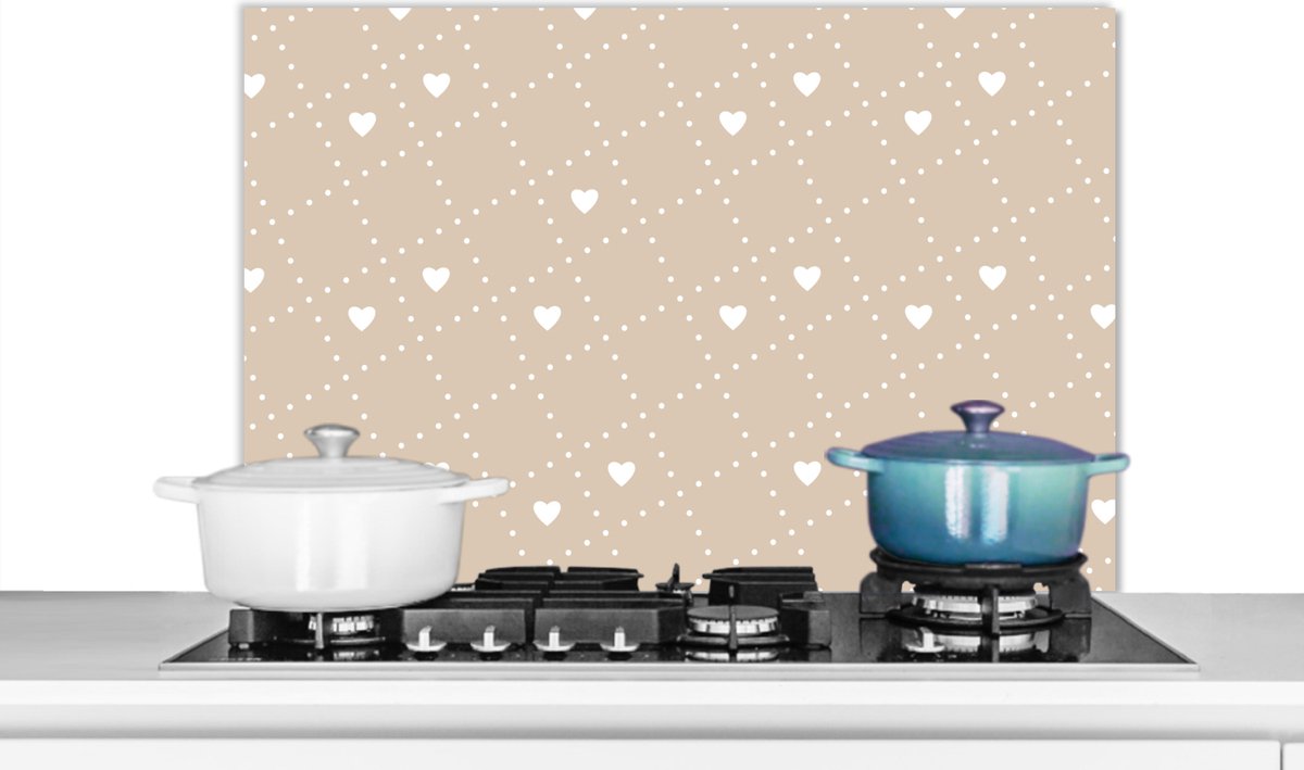 Spatscherm - Patronen - Hart - Stippen - Design - Keuken - 90x60 cm - Achterwand keuken