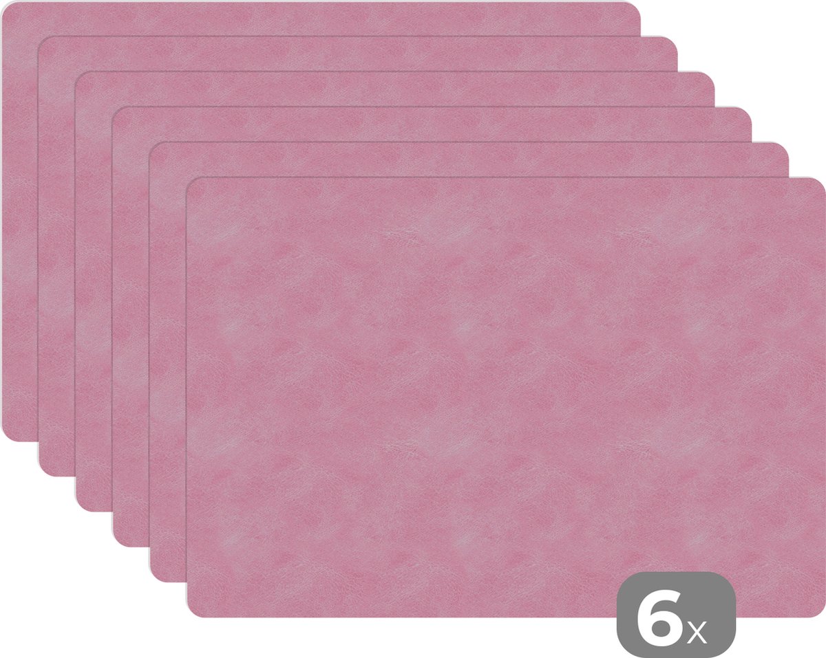 Placemats - Roze - Leer - Onderlegger Tafel - Tafel - 45x30 cm - 6 stuks - Onderleggers placemats