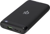 Deltaco Powerbank, 10.000 mAh, Qi 10 W Wireless Charging, 1x USB-C PD, 1x USB-A fast Charging, display - Black