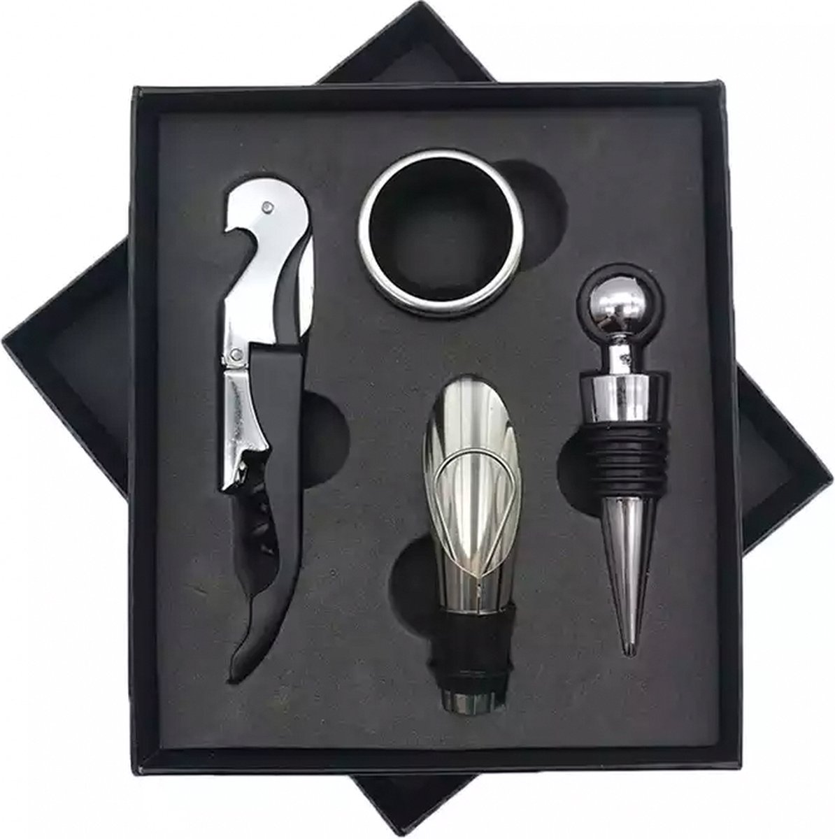Cheer Moda Skyline Electric Wine Opener Gift Set, Battery, Black, Kitchen Accessories