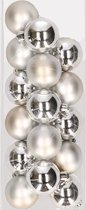 16x stuks kunststof kerstballen zilver 4 cm - Onbreekbare plastic kerstballen - Kerstboomversiering