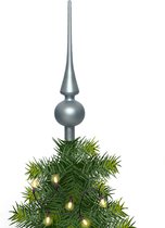 Kerstboom glazen piek lichtblauw mat 26 cm - Pieken/kerstpieken