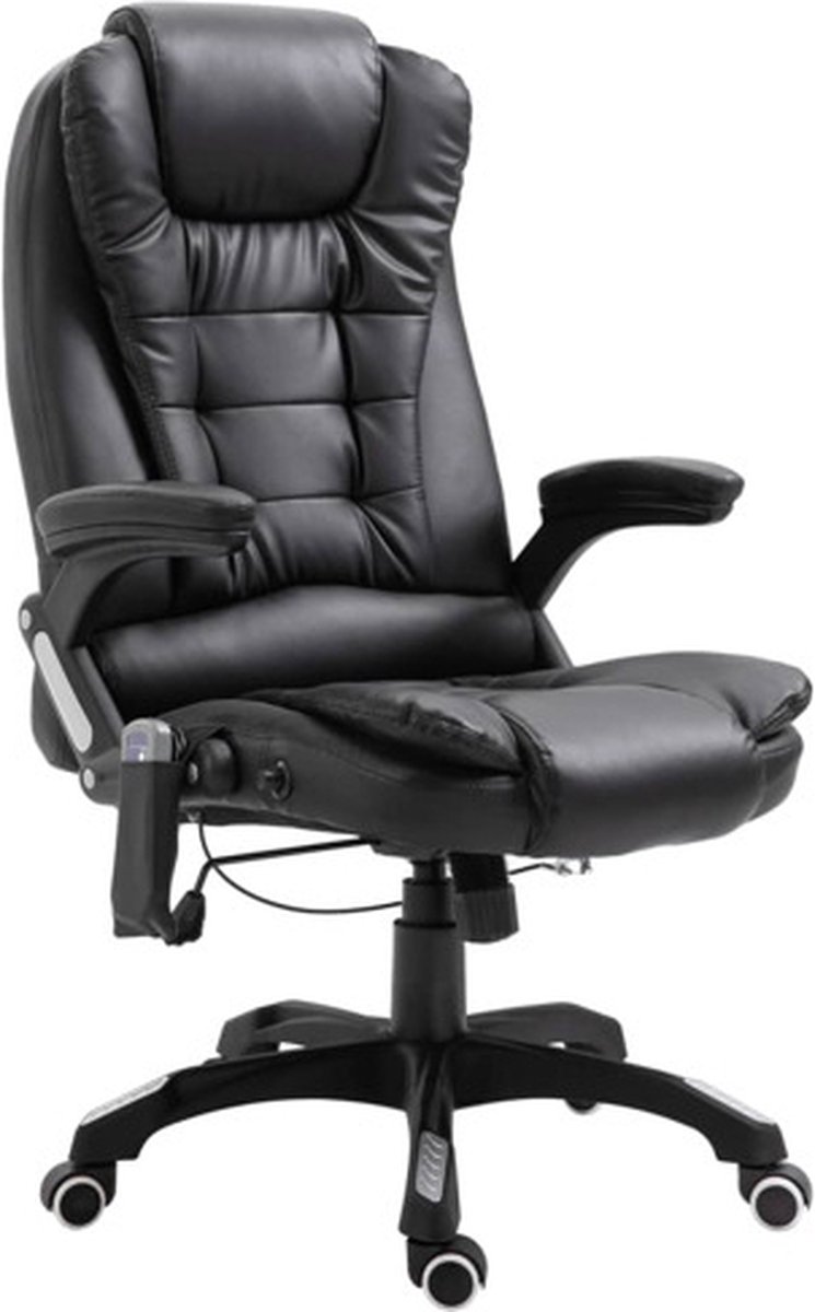 vidaXL Massage - kantoorstoel - kunstleer - zwart