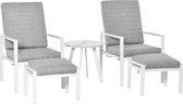 Outsunny ensemble de salon de jardin 5 pièces mobilier de balcon réglable aluminium gris + blanc 84B-617
