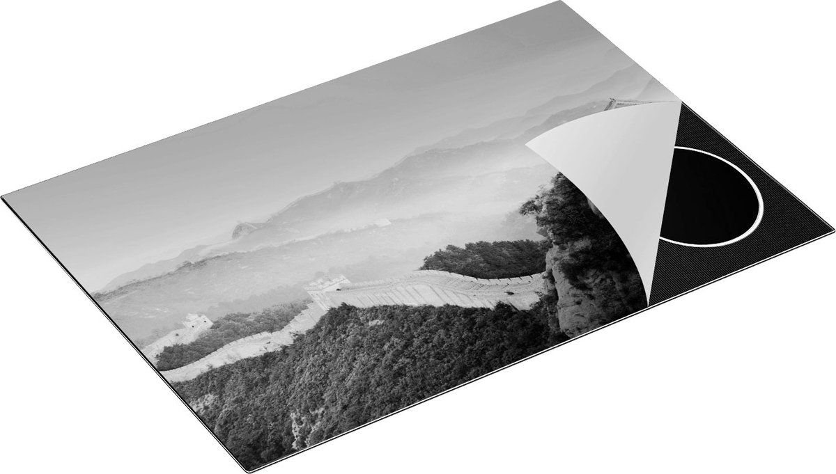 Chefcare Inductie Beschermer Chinese Muur bij Zonsopgang - Zwart Wit - 75x50 cm - Afdekplaat Inductie - Kookplaat Beschermer - Inductie Mat