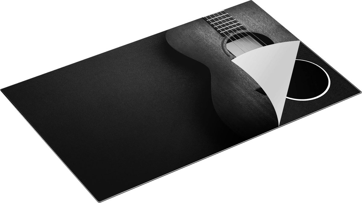 Chefcare Inductie Beschermer Gitaar - Zwart Wit - 85x50 cm - Afdekplaat Inductie - Kookplaat Beschermer - Inductie Mat