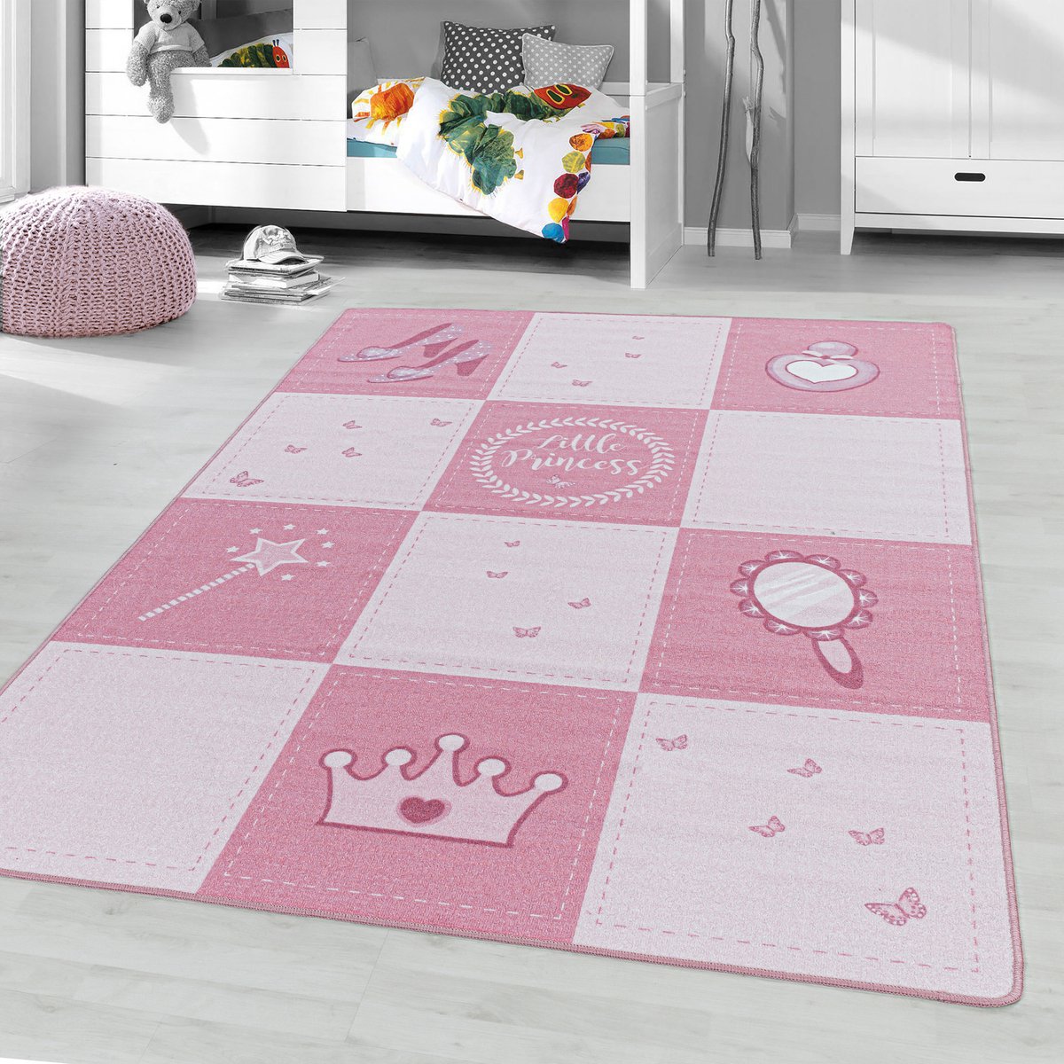 Muratap Play Vloerkleed Kinderkamer Little Princess Laagpolig Roze- 80x120 CM