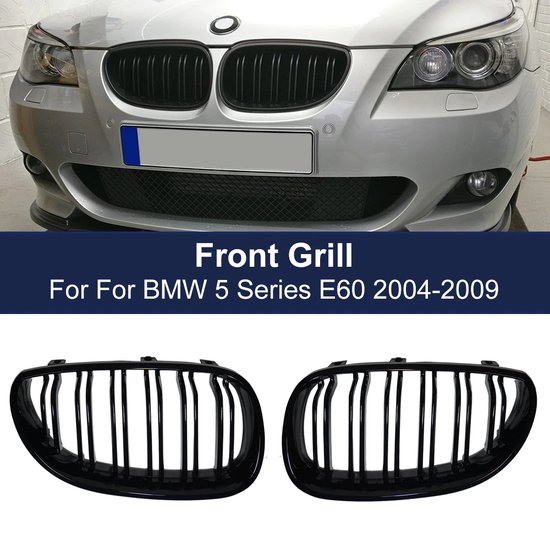 Grille de Sport Grille de rein BMW Série 5 E60 E61 Zwart brillant M Look  Tuning Double