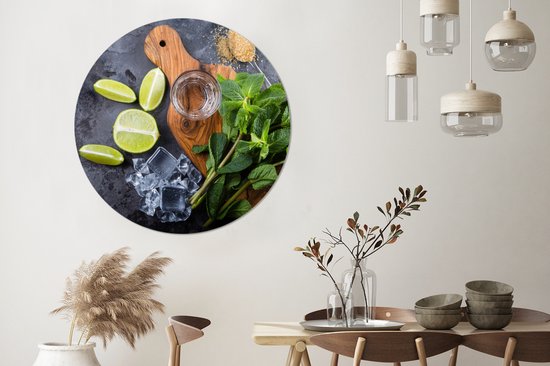 WallCircle - Wall Circle - Wall Circle Indoor - Planche à Découper - Glas - Fruit - Citroen - 140x140 cm - Décoration murale - Peintures Ronds