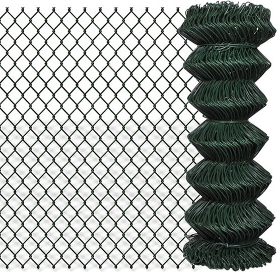 vidaXL Chain Link Fence Steel 3' 3"x49' 2" Green