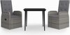 vidaXL - 3-delige - Tuinset - met - kussens - grijs