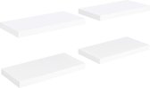 vidaXL Étagères murales flottantes 4 pcs - Étagère murale en MDF Wit - Étagère murale flottante - Étagère murale en bois - Étagère murale en MDF - Étagère murale Wit