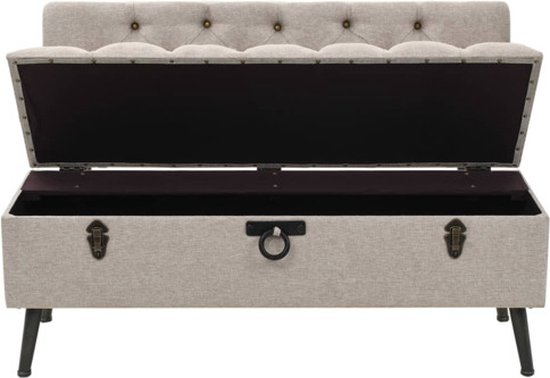 vidaXL Banc de rangement avec dossier 110 cm Tissu Crème - Banc de rangement - Bancs de rangement - Banc de rangement - Bancs de rangement