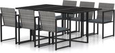 vidaXL - 7-delige - Tuinset - met - kussens - poly - rattan - grijs