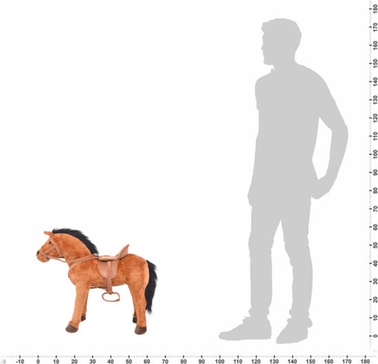 VDXL Staand knuffelpaard pluche bruin