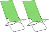 vidaXL - Strandstoelen - 2 - st - inklapbaar - stof - groen