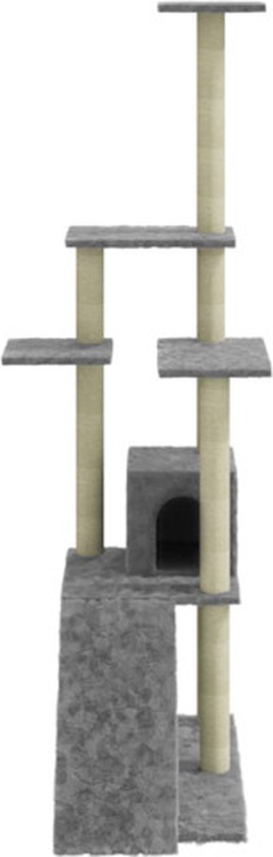 vidaXL Kattenmeubel met sisal krabpalen 155 cm lichtgrijs