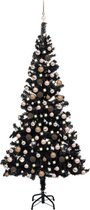vidaXL - Kunstkerstboom - met - verlichting - en - kerstballen - 240 - cm - PVC - zwart